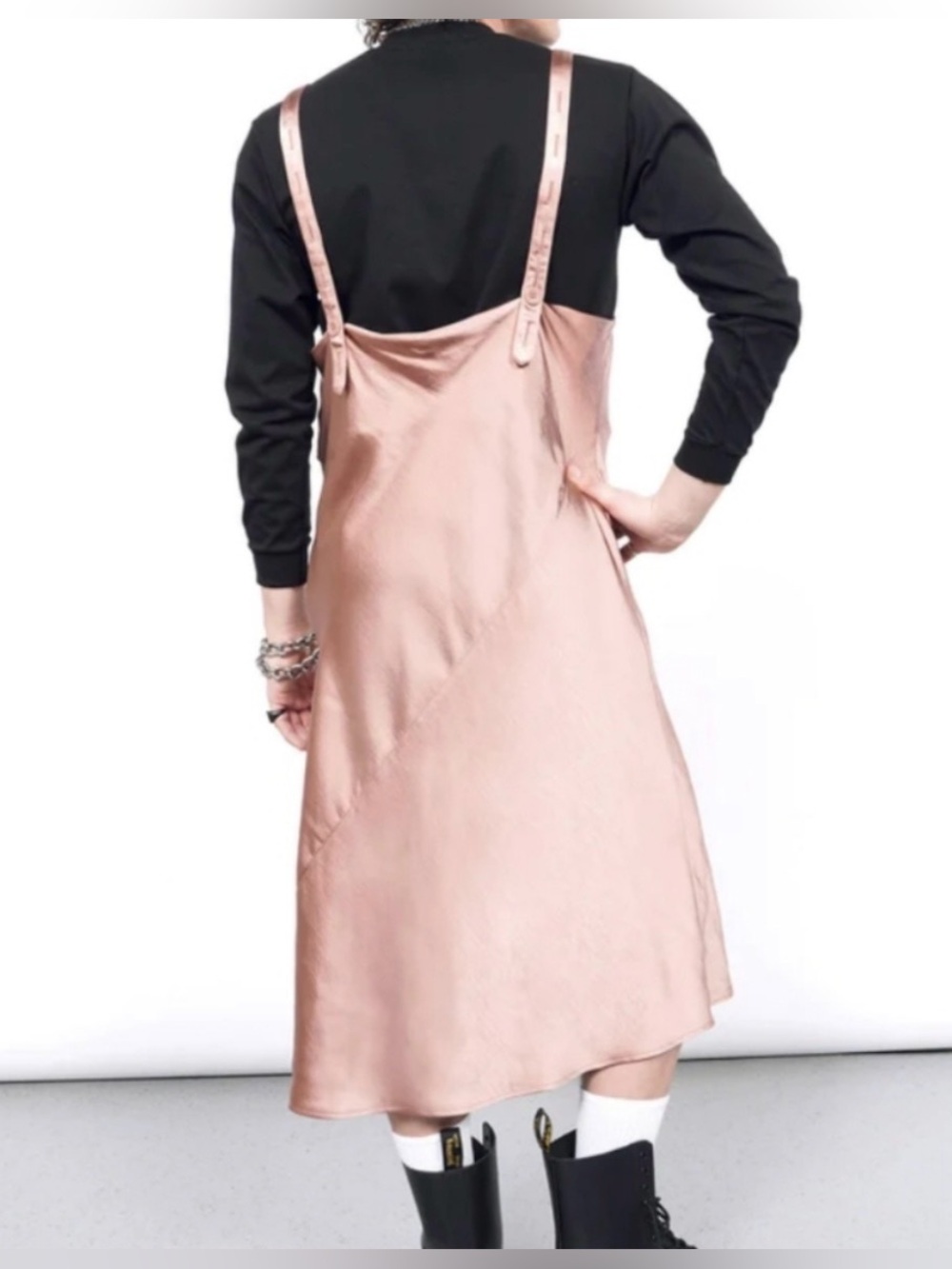 WILDFANG The Empower Satin Slip Dress Bronze Copper Rose Brown XS